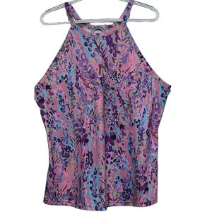 Unknown Brand Women's Abstract Pink Purple Blue Tank Top Razar Back Size‎ XL